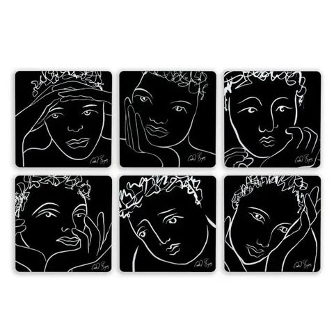 Sketchbook Black COASTER SET OF 6
